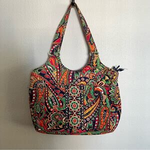 Vera Bradley Orange Blue Green Venetian Paisley Laptop Carryall 3-Zip Bag